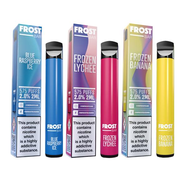 20mg Frost Bar Disposable Vape Kit 575 Puffs 3 for £20 - Disposable Vapes 3